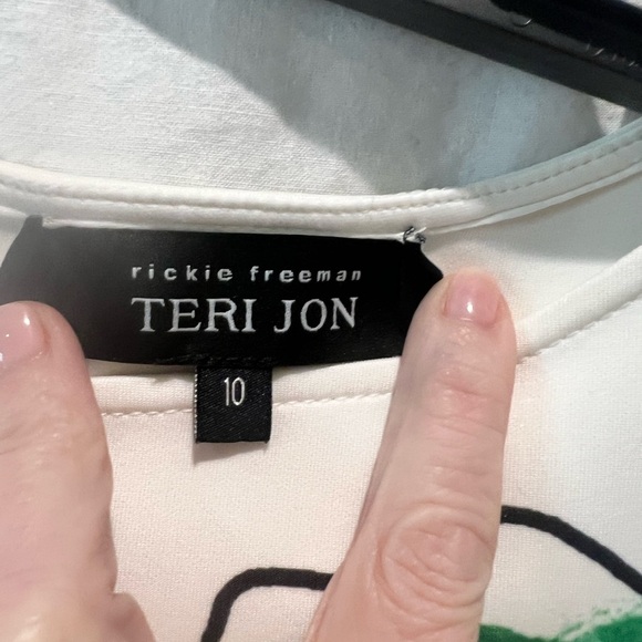 Rickie Freeman Terri Jon - Green Floral Dress Sz10 - Picture 5 of 12